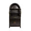 Armoire de cuisine 71 po en bois aggloméré noir avec porte en verre arquée, tablettes réglables et porte de grange pour le rangement de la salle à manger