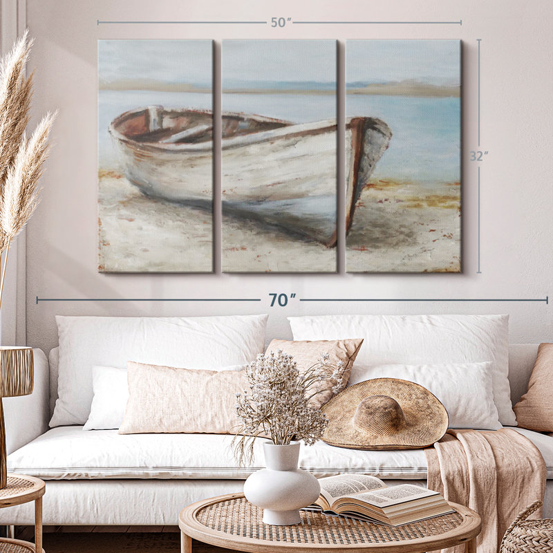«Whitewashed Boat I», 3 pièces, H 32 po x l 50 po
