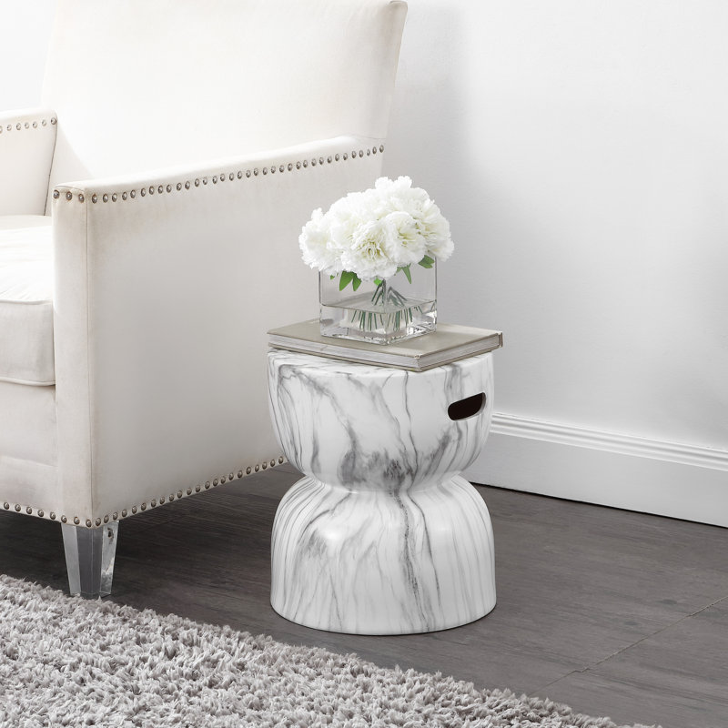 Tabouret de jardin intérieur / extérieur en sablier et céramique 14,75 po Zakha