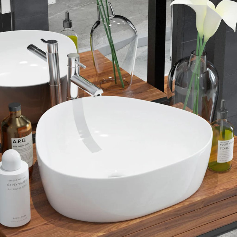 Lavabo de salle de bain vasque en céramique blanc Chesterhill