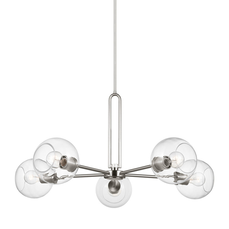 Hanford 5 - Light Dimmable Sputnik Modern Linear Chandelier, Brushed Nickel