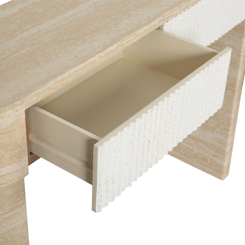 Table d'entrée, deux tiroirs à poignées cachées, console, assemblage facile, pour le couloir, le salon, le canapé derrière