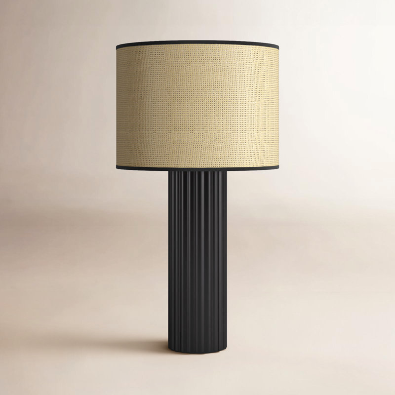 Lampe de table en céramique Aldreth, Noir côtelé, H 24,25 po x l 13 po x P 13 po