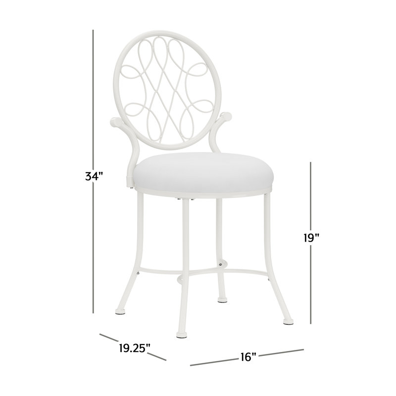 Felan Metal Accent Stool, Shiny White, White