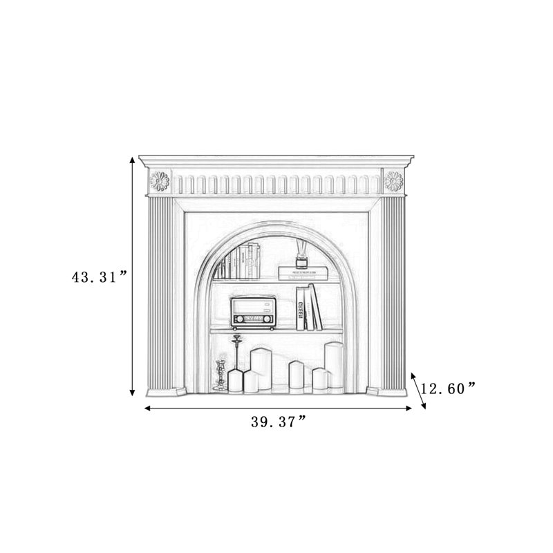 Foyer électrique vert en bois manufacturé, H 43,31 po x l 39,37 po x P 12,6 po