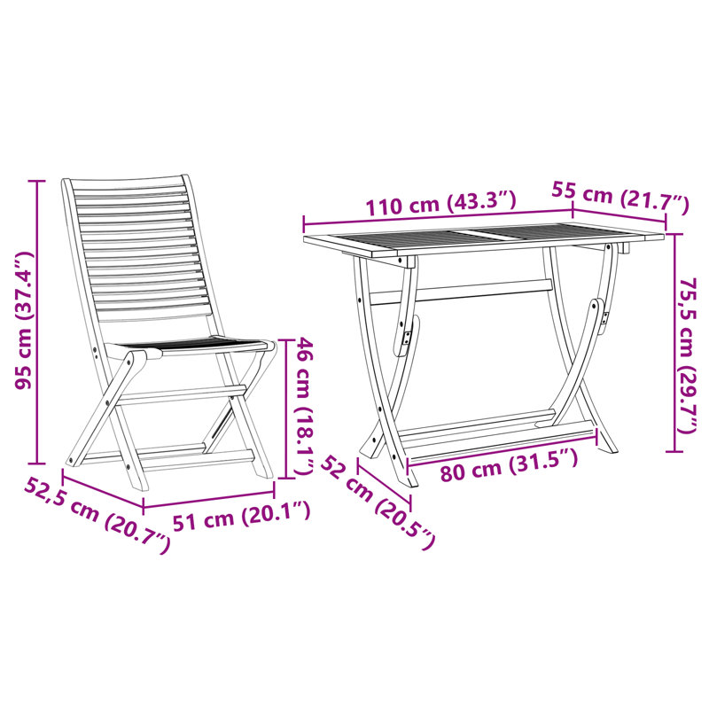 4 - Person Wood Patio Dining Set with Rectangular Table