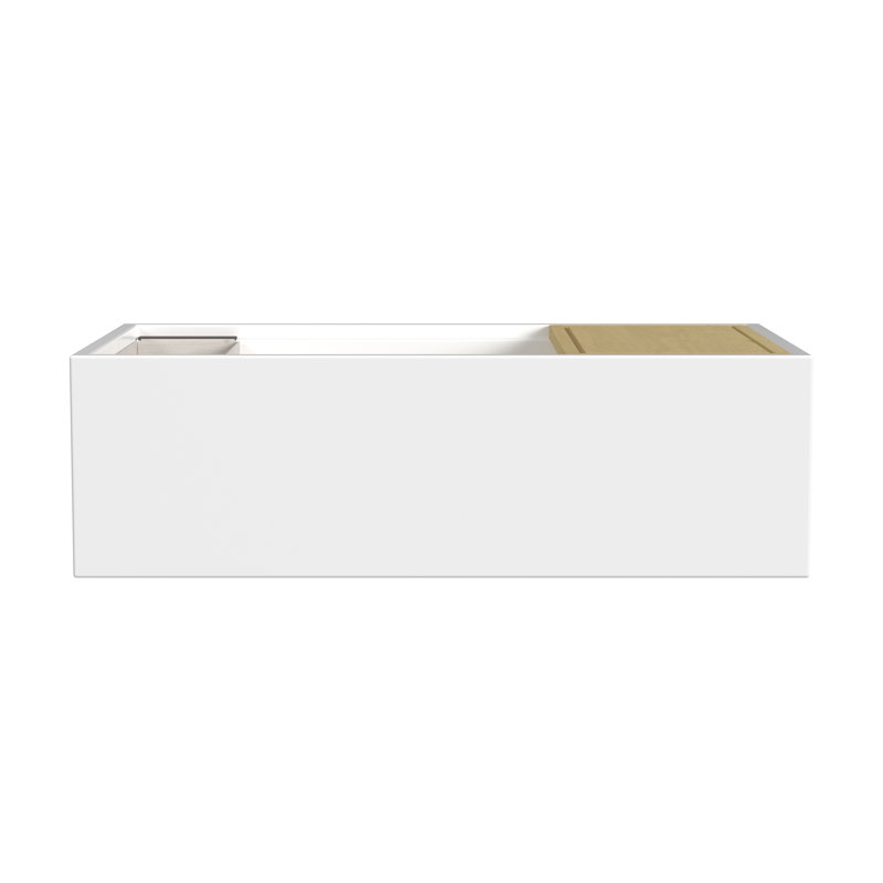 DUCASSE FIRECLAY KITCHEN WORKSTATION, 33", GLOSS WHITE, Polished White