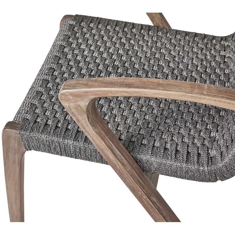 Verge Outdoor Dining Armchair, Shades of Gray Cord and Distressed Eucalyptus