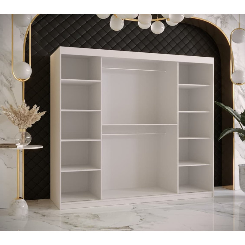 Ashwanth Manufactured Wood Wardrobe, White, 200cm H x 200cm W x 62cm D
