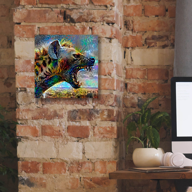  «Hyena» par Pedro Gavidia, art mural sur toile, 12 po x 12 po, H 12 po x l 12 po