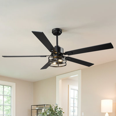 Vaczon 60" Smart Ceiling Fan with Light Kit and Remote Control, 6 Speeds Reversible DC Motor, Double-Sided Wood, Timer, 6''/10'' Downrods, for Indoor/Covered Outdoor Use