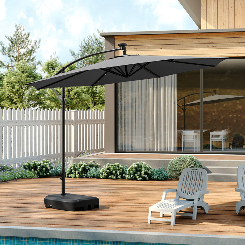 Aiswarya 3m Cantilever Parasol with LED Light, Dark Grey