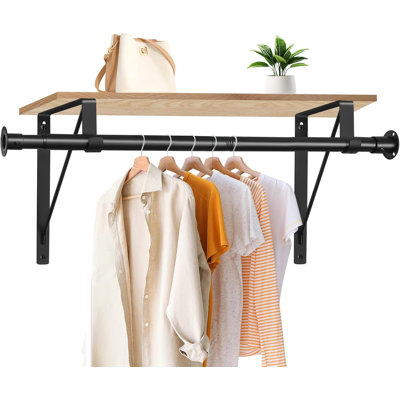 Closet Rod, 16 To 75 Inch Heavy Duty Adjustable Clothes Rod，The Shelf NOT Included) (Black)