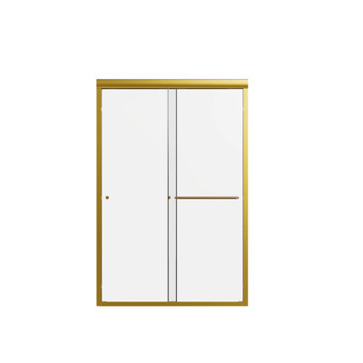 Porte de douche coulissante double semi-sans cadre H 44 po à l 72 po x H 72 po, porte de douche à dérivation, porte en verre trempé épais de 1/4 po (6 mm)