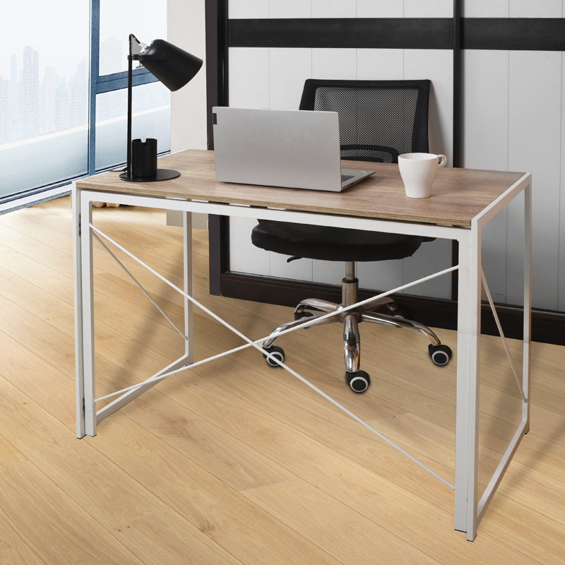 Carmille Folding Computer Desk Table , Brown/White