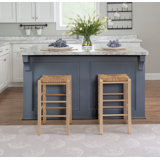 Halvorson Solid Beechwood Counter and Bar Stool With Rattan Seat