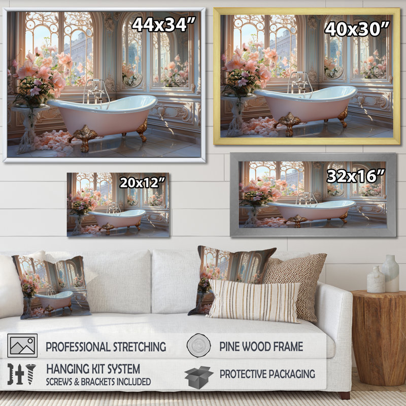 «Bathroom Ethereal Glow III» - Impression sur toile encadrée pour salle de bain, H 12 po x l 20 po x P 1 po