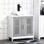 Armoire de rangement pour salle de bain sous le lavabo en gris / blanc