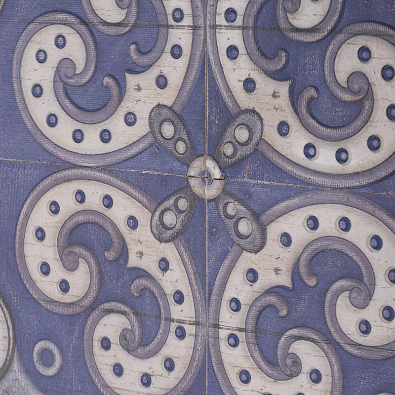 48" Blue and Ivory MDF Floral Mandala Wall Art Tile