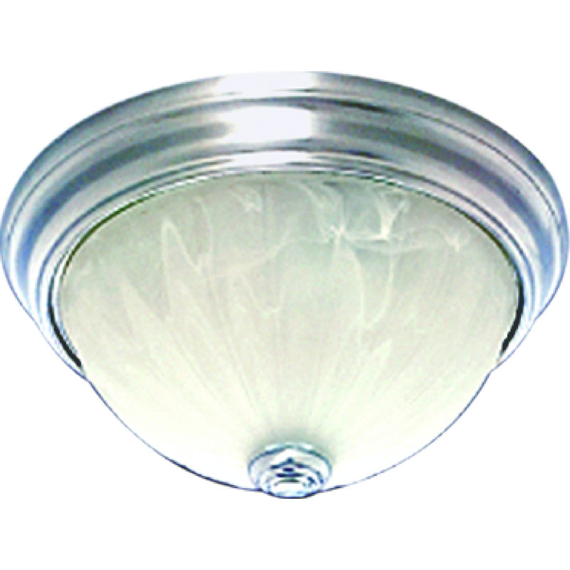 Marti 2-Light Indoor Brushed Nickel Flush Mount Ceiling Fixture with Alabaster Melon Glass Bowl, Brushed Nickel