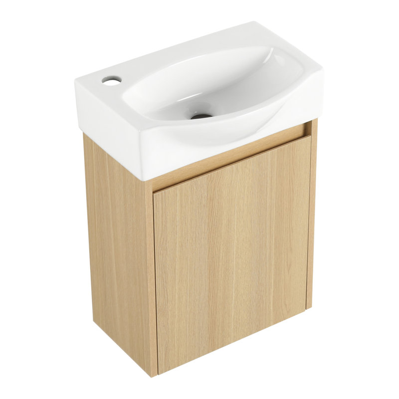 Bathroom Vanity Sink Combo For Small Space, Modern Small Bathroom Vanity With Ceramic Sink, Small Bathroom Sink Cabinet Set