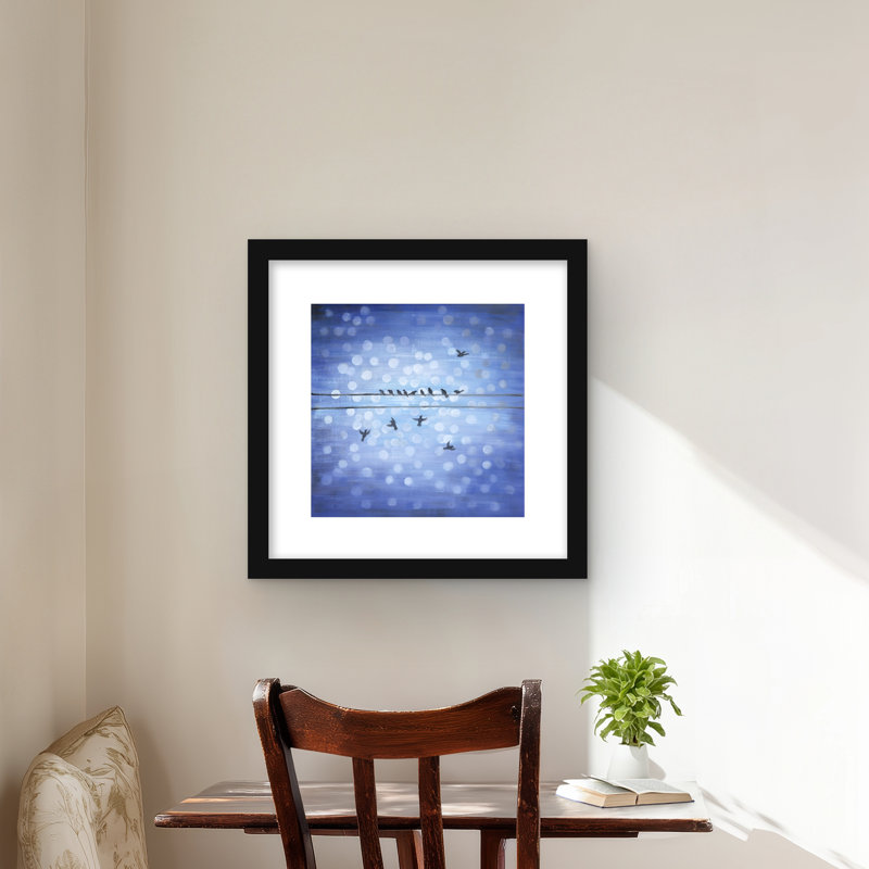 «Birds on a Wire», reproduction mate encadrée | Blue Sky Home Decor, Noir, H 16 po x l 16 po
