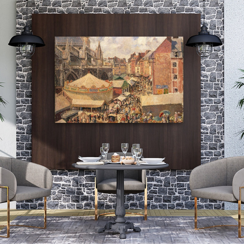 La Foire de Dieppe, Matinée ensoleillée, 1901. Estampe d'art mural contemporain abstraite impressionniste., H 40 po x l 60 po