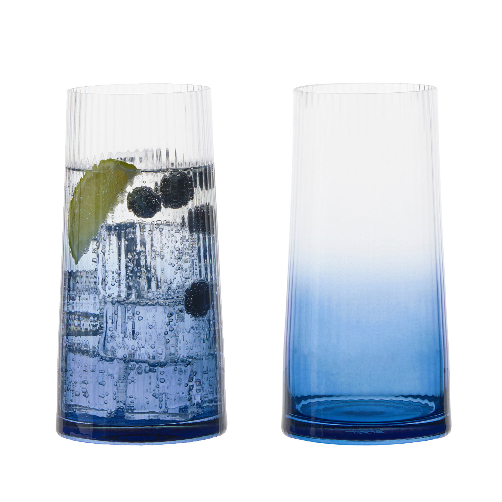Zoya 18.5oz. Glass Highball Glass Glassware Set, Blue
