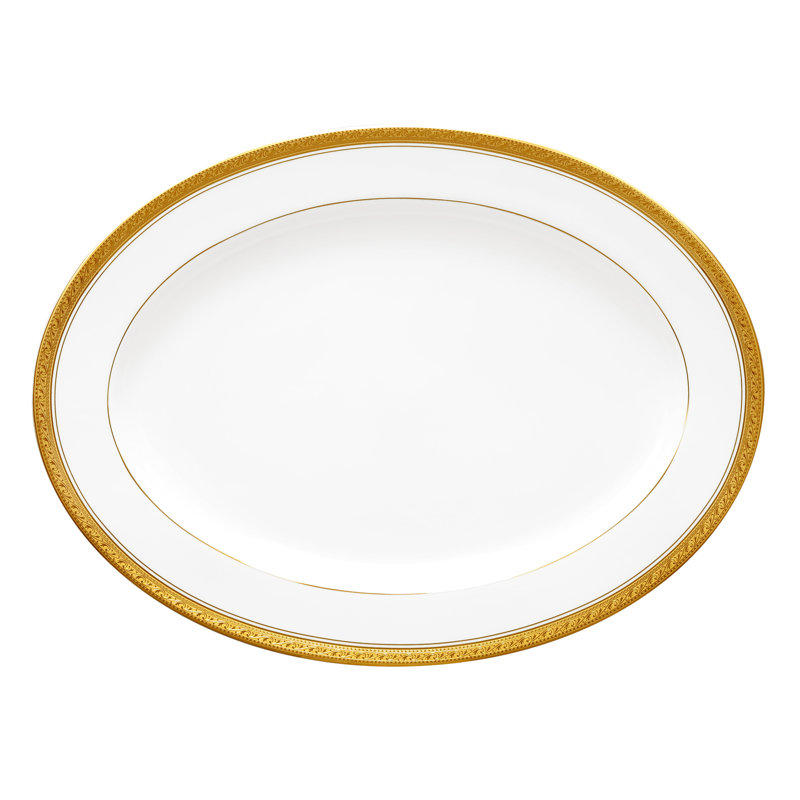 Noritake Crestwood Oval Platter, Gold, 1.5" H x 10.25" W x 14" L