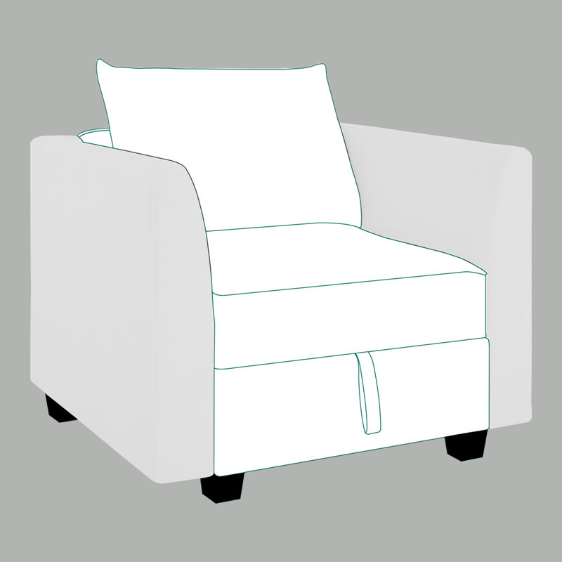Modern DIY Sofa Armrest Module for Modular Sectional Sofa - Pair of Armrests for Sectional Couch, White Linen