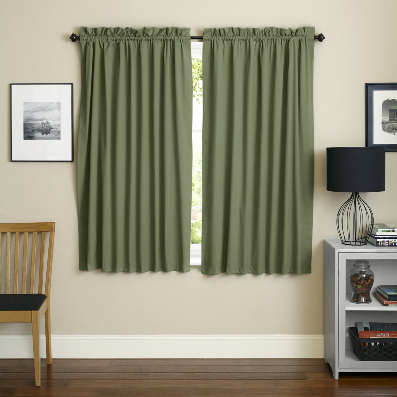 Currahee Cotton Blend Room Darkening Curtain Pair, Sage, 52" W x 63" L