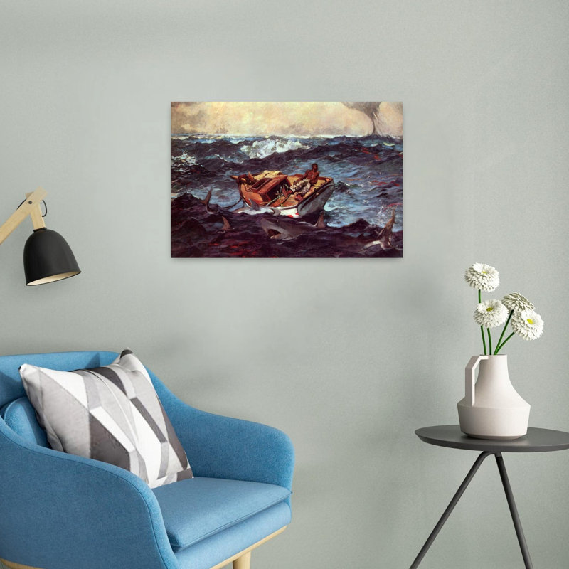 Gulf Stream Classic Abstract Orchid Shark Coastal Ocean Wall Art Print by Winslow Homer - 1 Piece Wrapped Canvas Wall Art