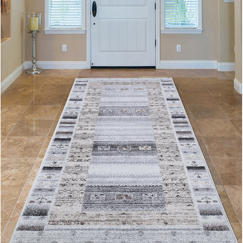 Capri ivoire géométrique sans ivoire, Tapis de couloir 2 pi 3 po x 7 pi 3 po