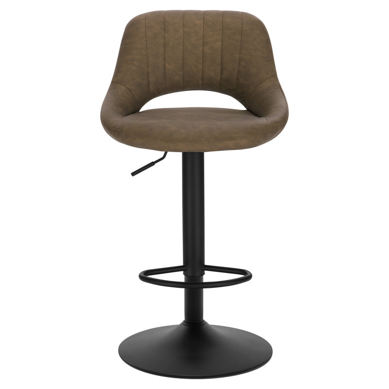 Simonsen Swivel Upholstered Adjustable Height Counter Stool with Metal Frame, Dark Brown