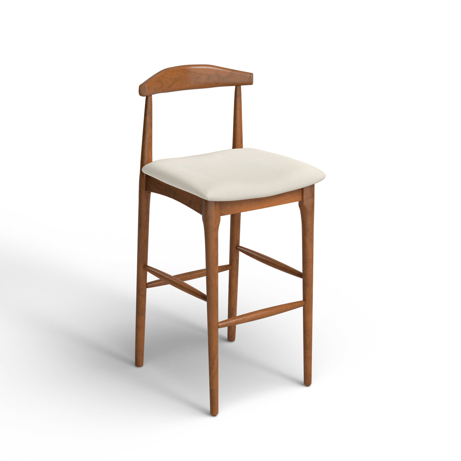 Hank Bar Stool, Cream, Walnut, Bar Stool (29.6" Seat Height)