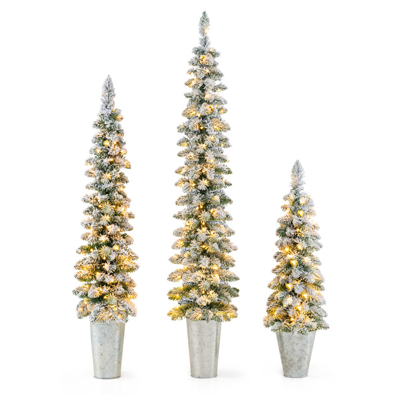 Ensemble de 3 arbres de Noël en flocons