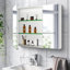 30X26 Inch Medicine Cabinet With Mirror Surface Mount Or Recess Aluminum Large Storage Space Bathroom