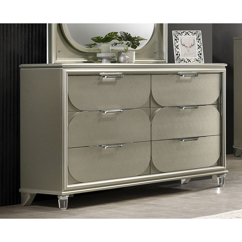 Commode contemporaine en acrylique à 1 poignée à 6 tiroirs