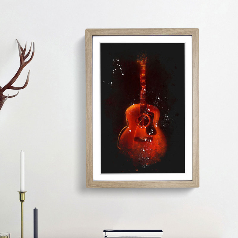 Abstract Guitar - Framed Print, 63cm H x 45cm W x 2cm D, Oak Framed