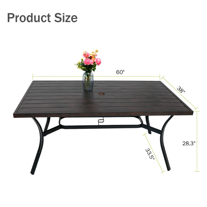 Rybolt Rectangular Metal Outdoor Dining Table , 60'' in. W 37'' in. D