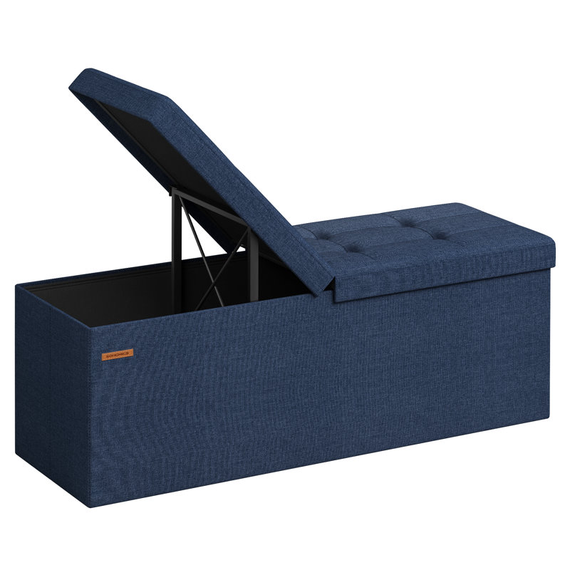 Storage Ottoman, 15" H x 43" W x 15" D, Midnight Blue
