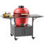 Table de barbecue extérieure pour Big Egg - Type de cuisson, structure métallique avec deux surfaces pliables, peut accueillir des grilles jusqu'à 53 cm (21 pouces), construction en fer, grand espace de rangement pour les ustensiles, installation simple, mobile et