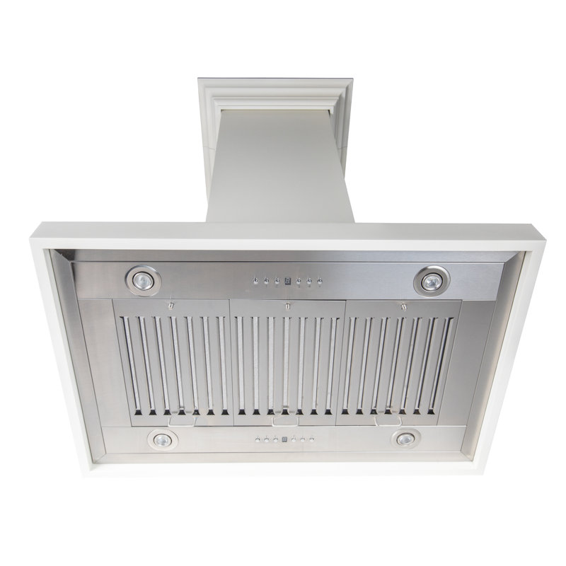 30" Wood 400 CFM Convertible Island Range Hood, Cottage White