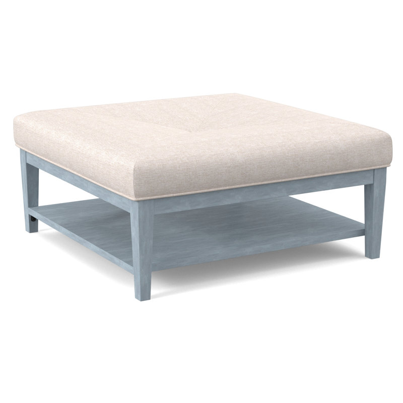 Hammond Square Ottoman, Cobalt Blue Stripe; 0204-64, Sea Glass Finish