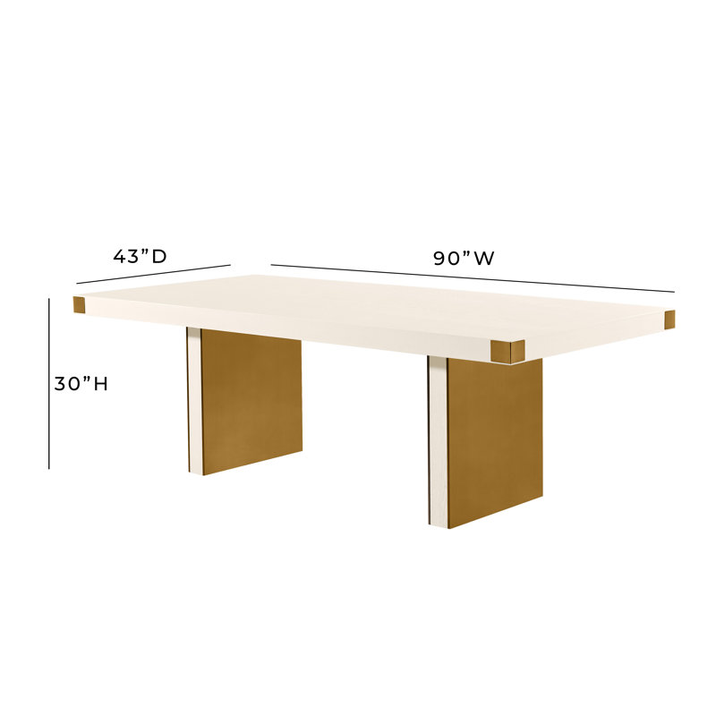 Cream and Gold Ash Wood Rectangular Dining Table