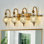 Luminaire de meuble-lavabo moderne avec abat-jour sphérique en verre, applique murale 4 lumières pour salle de bain, chambre à coucher, cuisine et couloir, conception Mid-Century, compatible avec les ampoules G9