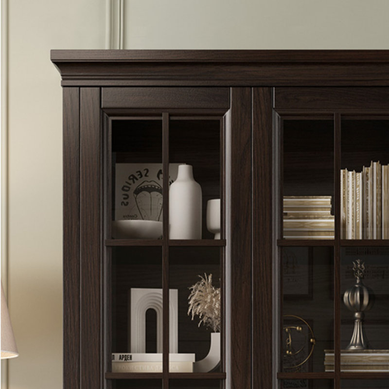 Vitrine simple en bois massif de style américain, Noir