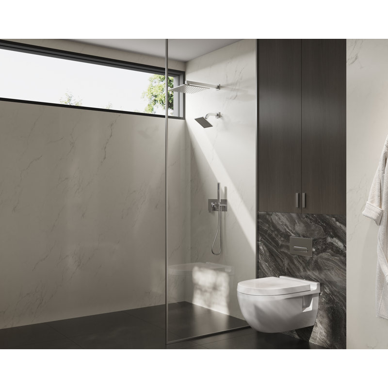  Crozet Pressure Balance Shower System with 12" Square Rain Shower Head, 6" Fixed Shower Head and Hand Shower (Valve Included)