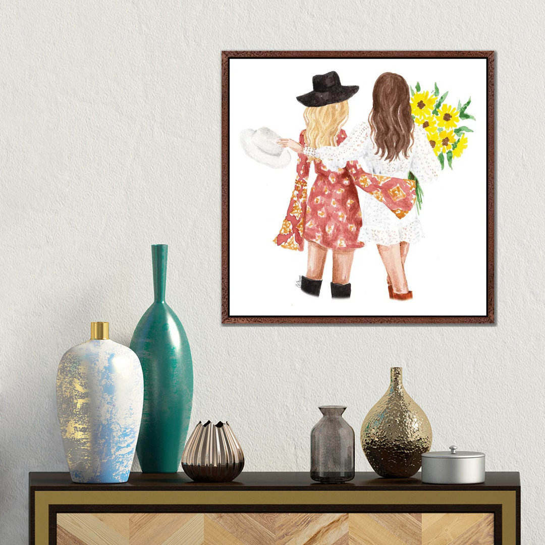 Beste Freunde mit Sonnenblumen von Style Of Brush - Gallery-Wrapped Canvas Giclée