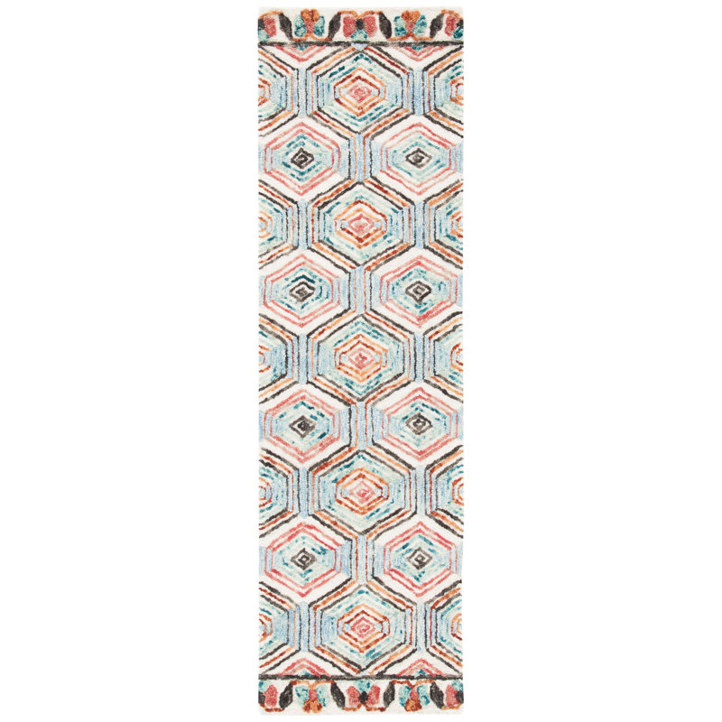 Brashear Hand Tufted Wool And Cotton Geometric Rug, Runner 2'3" x 8'